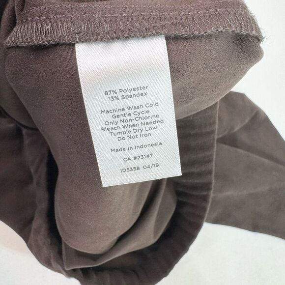 Talbots Pants Women 20W Brown Stretch Faux Leather Suede Velour Pull on Tapered - Picture 8 of 10